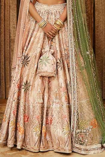 Buy MATSYA Beige Silk Embroidery Sweetheart Neck The Royal Pichwai Bridal Lehenga Set Online at Aza Fashions Buy_MATSYA_Beige Silk Embroidery Sweetheart Neck The Royal Pichwai Bridal Lehenga Set _Online_at_Aza_Fashions