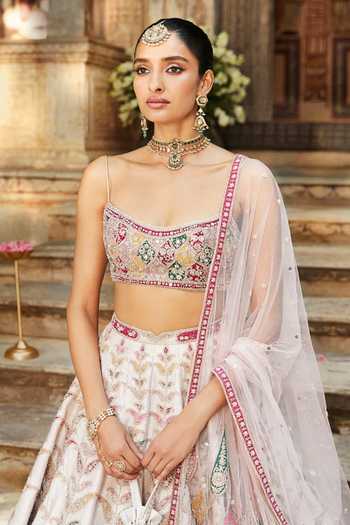 MATSYA Ivory Silk Square Neck The Rambagh Zardozi Embroidered Bridal Lehenga Set Online at Aza Fashions MATSYA_Ivory Silk Square Neck The Rambagh Zardozi Embroidered Bridal Lehenga Set _Online_at_Aza_Fashions