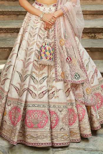 Buy MATSYA Ivory Silk Square Neck The Rambagh Zardozi Embroidered Bridal Lehenga Set Online at Aza Fashions Buy_MATSYA_Ivory Silk Square Neck The Rambagh Zardozi Embroidered Bridal Lehenga Set _Online_at_Aza_Fashions