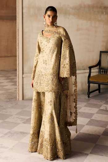 MATSYA The Mograbagh Smoky Sanstone Kurta Sharara Set