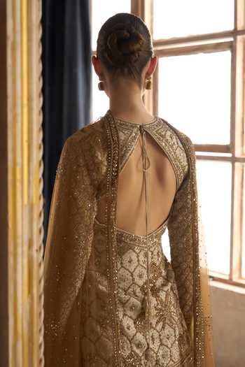 MATSYA The Lotus Pond Aged Embroidered Kurta Sharara Set