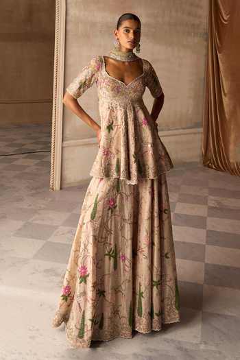 MATSYA Amanbagh Aged Embroidered Kurta Sharara Set