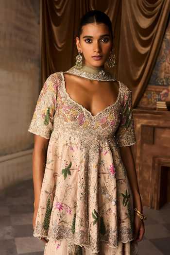 MATSYA Amanbagh Aged Embroidered Kurta Sharara Set