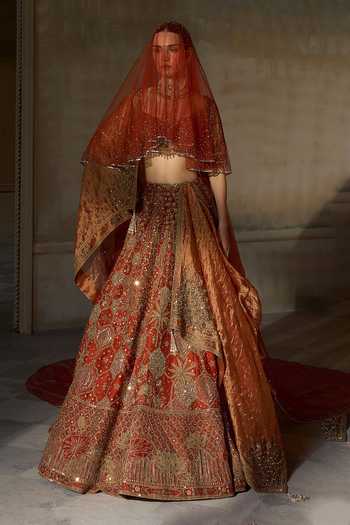 MATSYA The Vintage Lotus Pond Aged Bridal Lehenga Set 