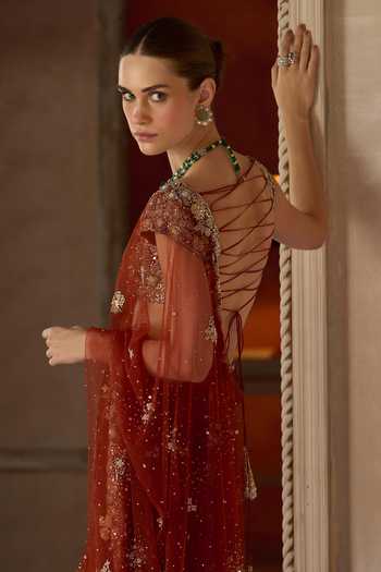 MATSYA The Mashaal Embroidered Saree With Blouse