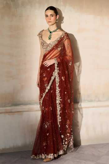 MATSYA The Mashaal Embroidered Saree With Blouse