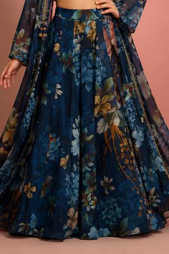 Buy Neha Khullar Blue Organza, Crepe, Viscose Printed Jacket Sharara Set Online at Aza Fashions Buy_Neha Khullar_Blue Organza, Crepe, Viscose Printed Jacket Sharara Set _Online_at_Aza_Fashions