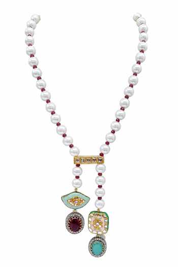 Tad Accessories_Multi Color Meenakari And Imitation Kundan Necklace _Online_at_Aza_Fashions