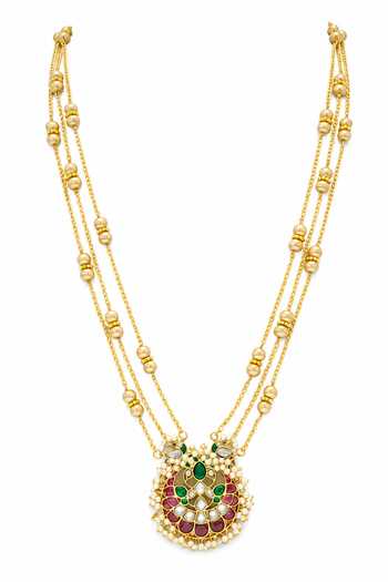 Tad Accessories Gold Plated Stone Studded And Imitation Polki Necklace Set Online at Aza Fashions Tad Accessories_Gold Plated Stone Studded And Imitation Polki Necklace Set _Online_at_Aza_Fashions