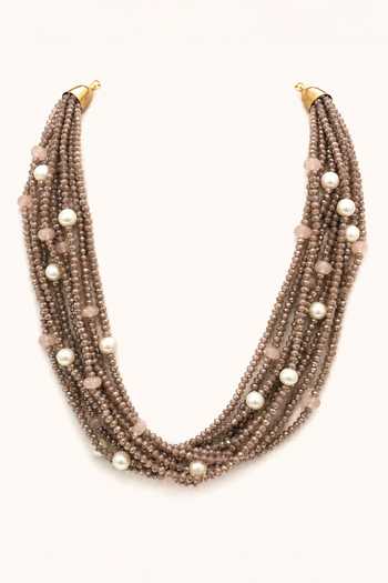 Tad Accessories Beige Crystal Beaded Necklace Online at Aza Fashions Tad Accessories_Beige Crystal Beaded Necklace _Online_at_Aza_Fashions