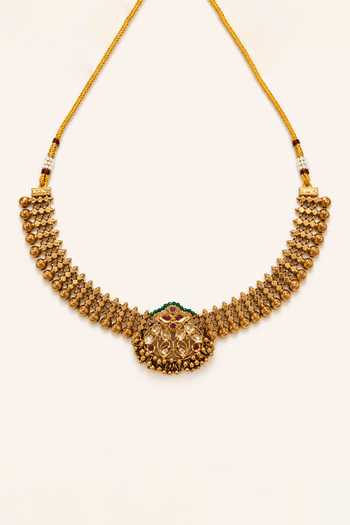 Buy Tad Accessories Gold Plated Stone Studded And Imitation Polki Necklace Set Online at Aza Fashions Buy_Tad Accessories_Gold Plated Stone Studded And Imitation Polki Necklace Set _Online_at_Aza_Fashions