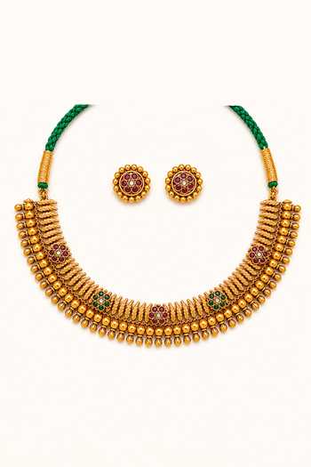 Tad Accessories Floral Stone Studded Necklace Set 