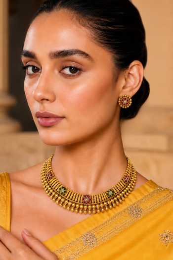 Tad Accessories Floral Stone Studded Necklace Set 