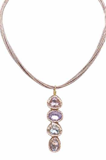 Tad Accessories_Rose Gold Crystal Embellished Necklace _Online_at_Aza_Fashions