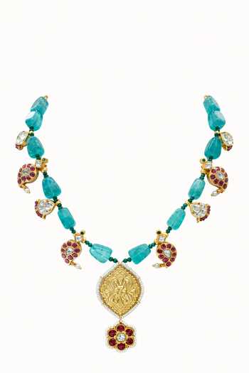 Tad Accessories_Gold Plated Stone Studded And Imitation Polki Necklace Set _Online_at_Aza_Fashions