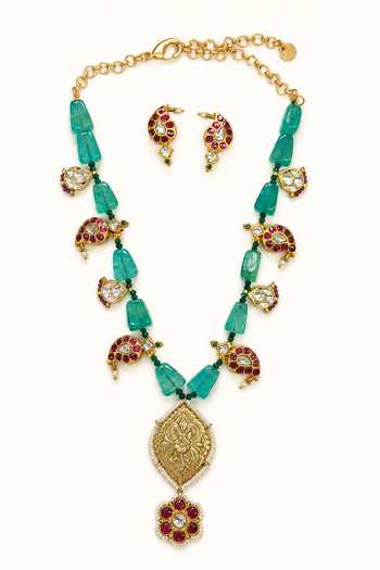 Tad Accessories Stone Studded & Imitation Polki Necklace Set 