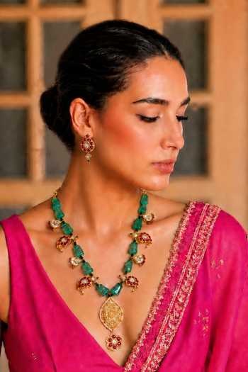Tad Accessories Stone Studded & Imitation Polki Necklace Set 