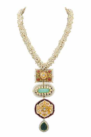 Tad Accessories Multi Color Meenakari And Imitation Polki Necklace Online at Aza Fashions Tad Accessories_Multi Color Meenakari And Imitation Polki Necklace _Online_at_Aza_Fashions