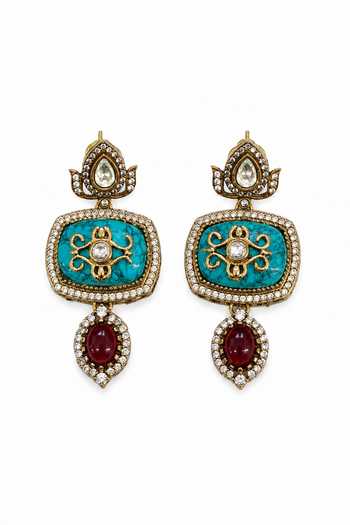 Buy Tad Accessories Multi Color Stone Studded And Imitation Polki Necklace Set Online at Aza Fashions Buy_Tad Accessories_Multi Color Stone Studded And Imitation Polki Necklace Set _Online_at_Aza_Fashions