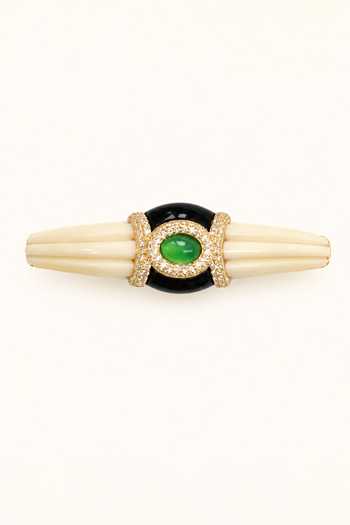 Tad Accessories Green Carved Stone Bangle Online at Aza Fashions Tad Accessories_Green Carved Stone Bangle _Online_at_Aza_Fashions
