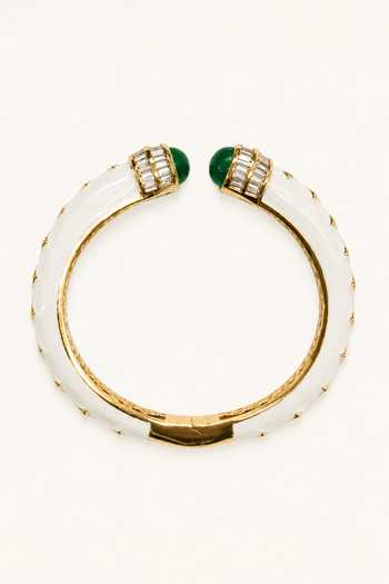Tad Accessories Green Geometric Enamelled Bangle Online at Aza Fashions Tad Accessories_Green Geometric Enamelled Bangle _Online_at_Aza_Fashions