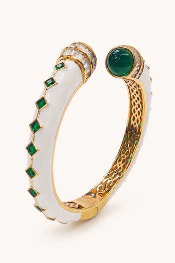 Buy Tad Accessories Green Geometric Enamelled Bangle Online at Aza Fashions Buy_Tad Accessories_Green Geometric Enamelled Bangle _Online_at_Aza_Fashions