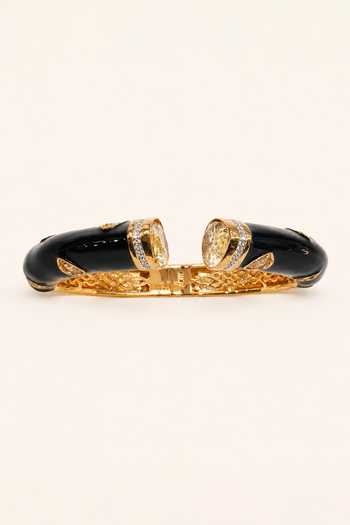 Tad Accessories Black Enamelled And Stone Studded Bangle Online at Aza Fashions Tad Accessories_Black Enamelled And Stone Studded Bangle _Online_at_Aza_Fashions