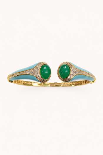 Tad Accessories Green Enamelled And Stone Studded Bangle Online at Aza Fashions Tad Accessories_Green Enamelled And Stone Studded Bangle _Online_at_Aza_Fashions