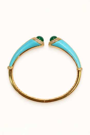 Buy Tad Accessories Green Enamelled And Stone Studded Bangle Online at Aza Fashions Buy_Tad Accessories_Green Enamelled And Stone Studded Bangle _Online_at_Aza_Fashions
