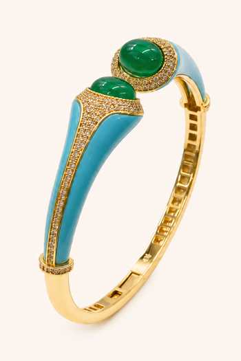 Tad Accessories Enamelled & Stone Studded Bangle 