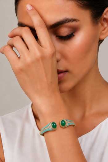 Tad Accessories Enamelled & Stone Studded Bangle 