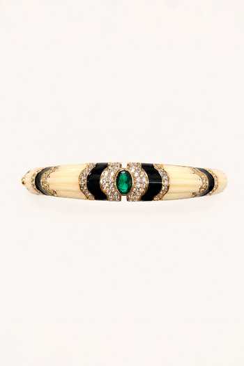 Tad Accessories Green Enamelled And Stone Studded Bangle Online at Aza Fashions Tad Accessories_Green Enamelled And Stone Studded Bangle _Online_at_Aza_Fashions