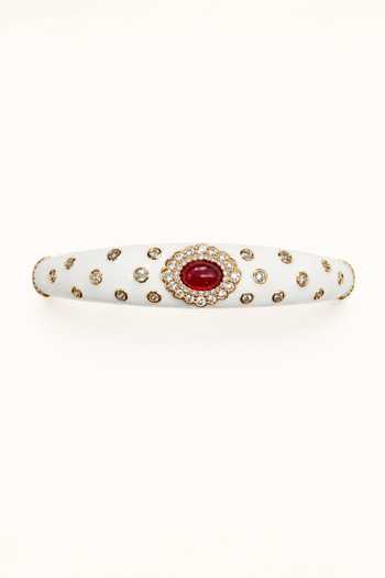 Tad Accessories White Enamelled And Stone Studded Bangle Online at Aza Fashions Tad Accessories_White Enamelled And Stone Studded Bangle _Online_at_Aza_Fashions