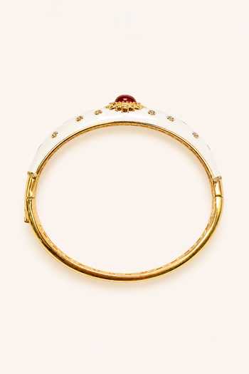 Buy Tad Accessories White Enamelled And Stone Studded Bangle Online at Aza Fashions Buy_Tad Accessories_White Enamelled And Stone Studded Bangle _Online_at_Aza_Fashions