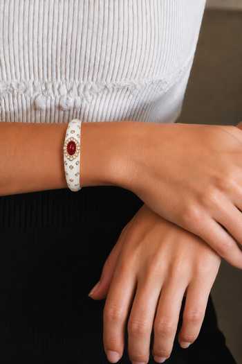 Tad Accessories Enamelled & Stone Studded Bangle 