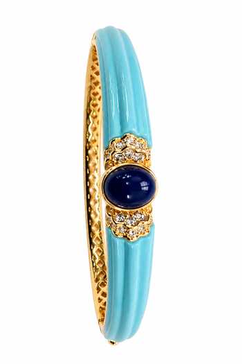 Tad Accessories Turquoise Enamelled Bangle Online at Aza Fashions Tad Accessories_Turquoise Enamelled Bangle _Online_at_Aza_Fashions