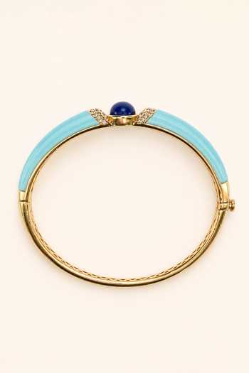 Buy Tad Accessories Turquoise Enamelled Bangle Online at Aza Fashions Buy_Tad Accessories_Turquoise Enamelled Bangle _Online_at_Aza_Fashions