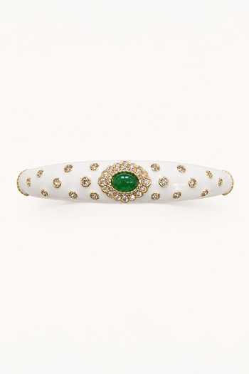 Tad Accessories White Enamelled And Stone Studded Bangle Online at Aza Fashions Tad Accessories_White Enamelled And Stone Studded Bangle _Online_at_Aza_Fashions