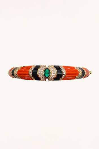 Tad Accessories Coral Enamelled And Stone Studded Bangle Online at Aza Fashions Tad Accessories_Coral Enamelled And Stone Studded Bangle _Online_at_Aza_Fashions