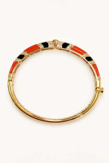 Buy Tad Accessories Coral Enamelled And Stone Studded Bangle Online at Aza Fashions Buy_Tad Accessories_Coral Enamelled And Stone Studded Bangle _Online_at_Aza_Fashions