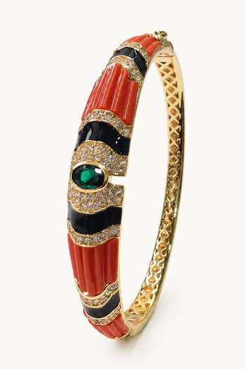 Tad Accessories Enamelled & Stone Studded Bangle 