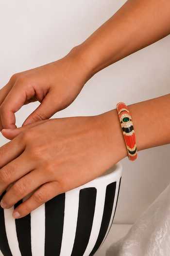Tad Accessories Enamelled & Stone Studded Bangle 