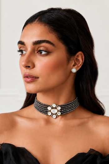 Tad Accessories Crystal Studded Cord Necklace 