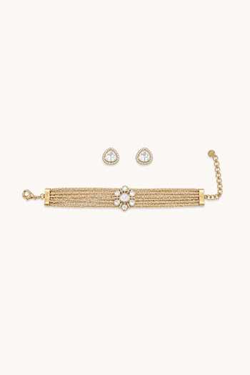 Tad Accessories Crystal Studded Cord Necklace 