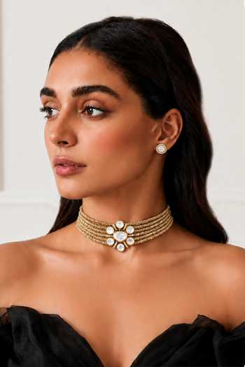 Tad Accessories Crystal Studded Cord Necklace 