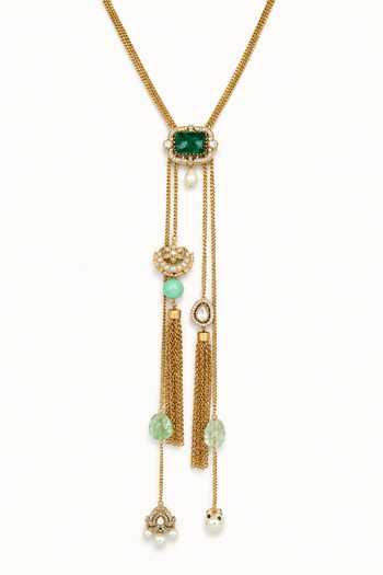 Tad Accessories Green Imitation Polki And Stone Studded Necklace Online at Aza Fashions Tad Accessories_Green Imitation Polki And Stone Studded Necklace _Online_at_Aza_Fashions