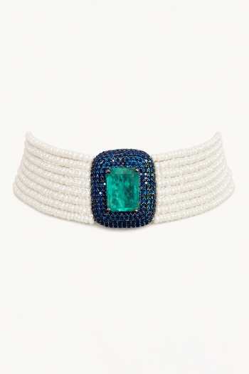 Tad Accessories Green Beaded Strings Choker Online at Aza Fashions Tad Accessories_Green Beaded Strings Choker _Online_at_Aza_Fashions