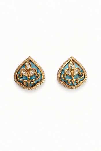 Buy_Tad Accessories_Green Floral Motifs Necklace Set _Online_at_Aza_Fashions