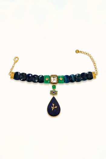 Buy_Tad Accessories_Blue Teardrop Pendant Necklace _Online_at_Aza_Fashions