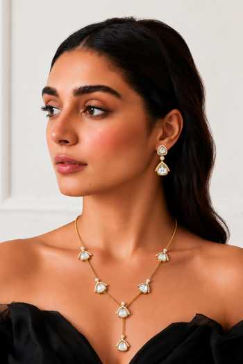 Tad Accessories Imitation Polki Pendant Necklace Set 